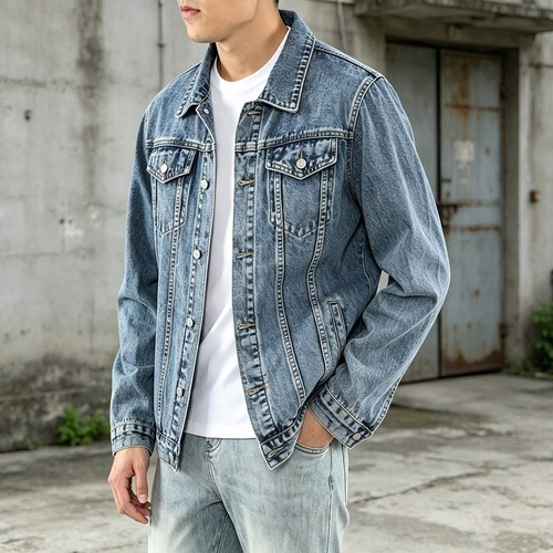 Men denim jacket - jacket, street